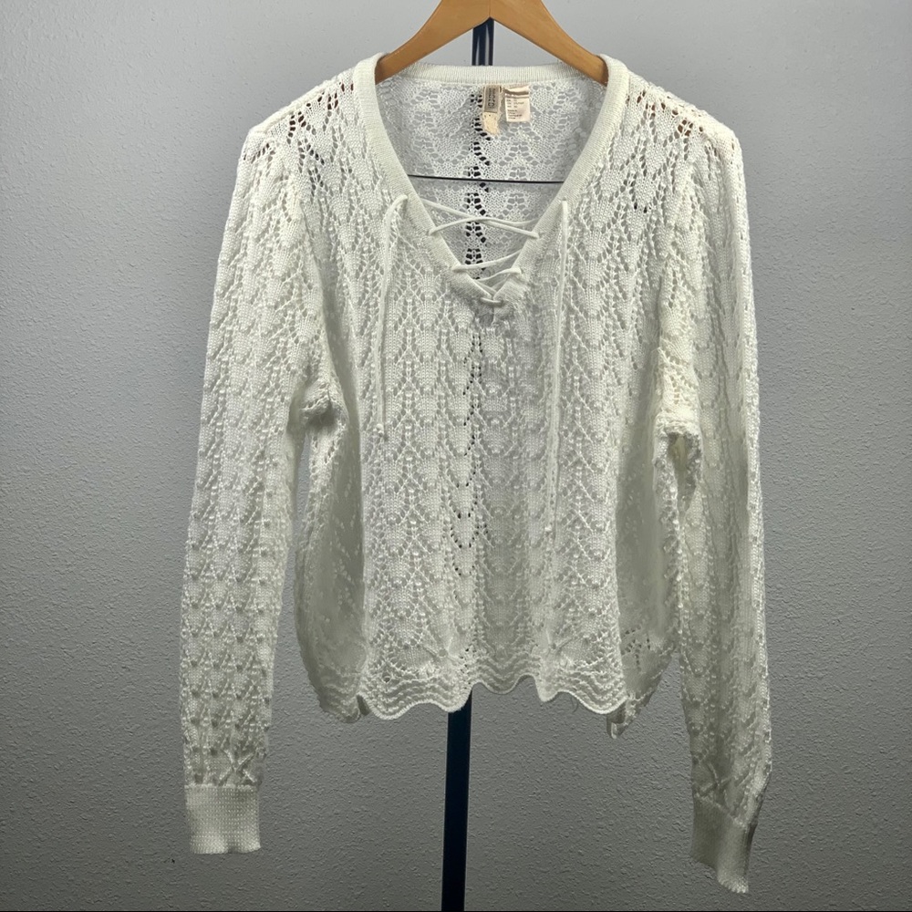H&M White Cable Knit Sweater
